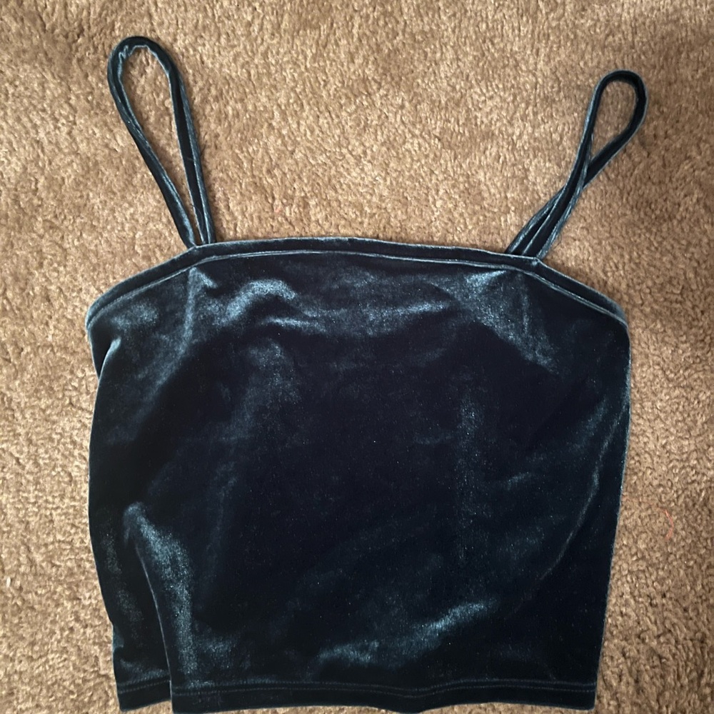 Elegant Velvet Dark Green Cami Top